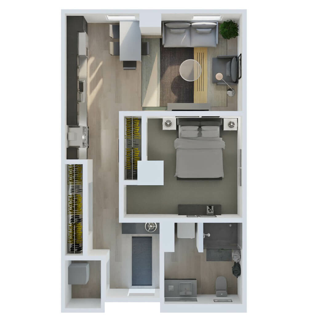 3D Floor Plan | 1 Bedroom Style C1