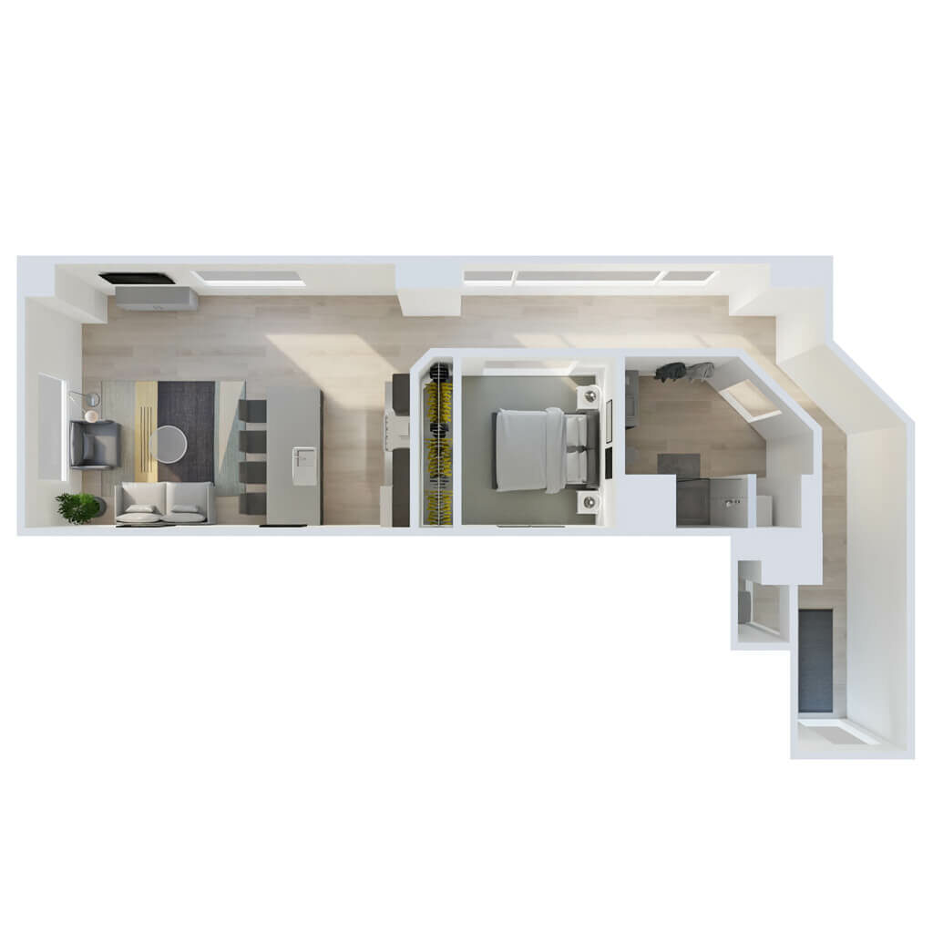 3D Floor Plan | 1 Bedroom Style C5