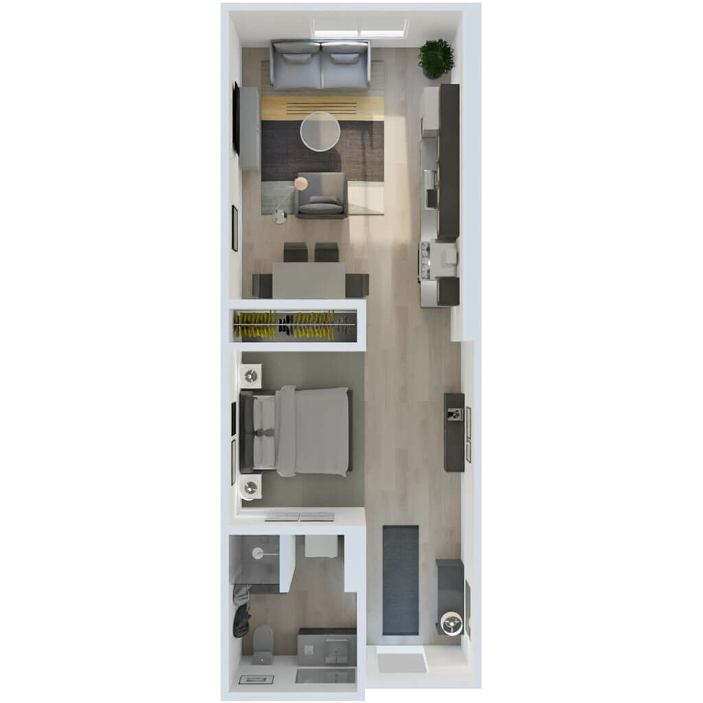 3D Floor Plan | JR 1 Bed Style B2
