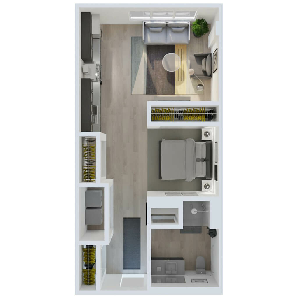 3D Floor Plan | JR 1 Bed Style B3 Type A