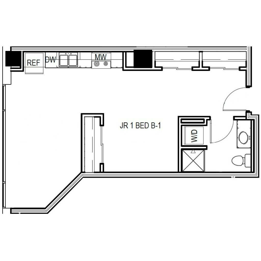 2D Floor Plan | JR 1 Bed Style B1