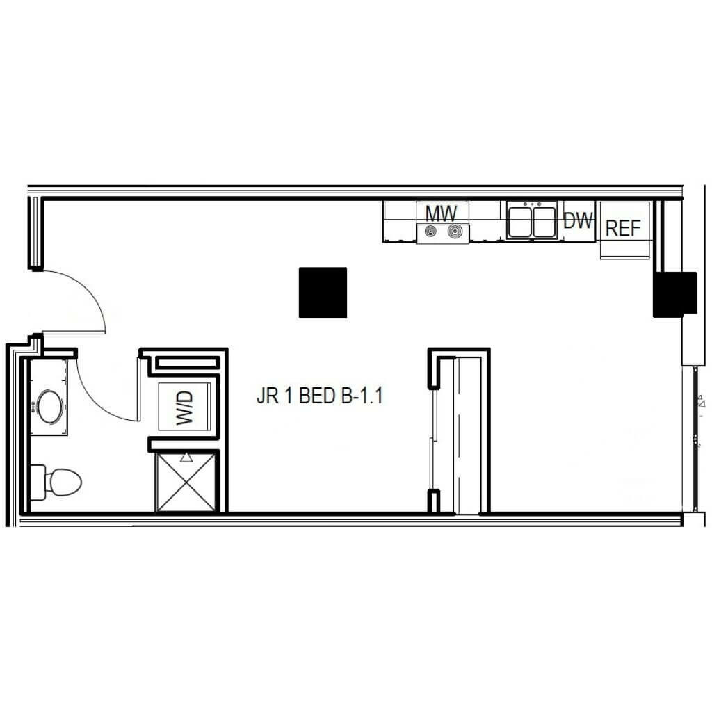 2D Floor Plan | JR 1 Bed Style B1.1
