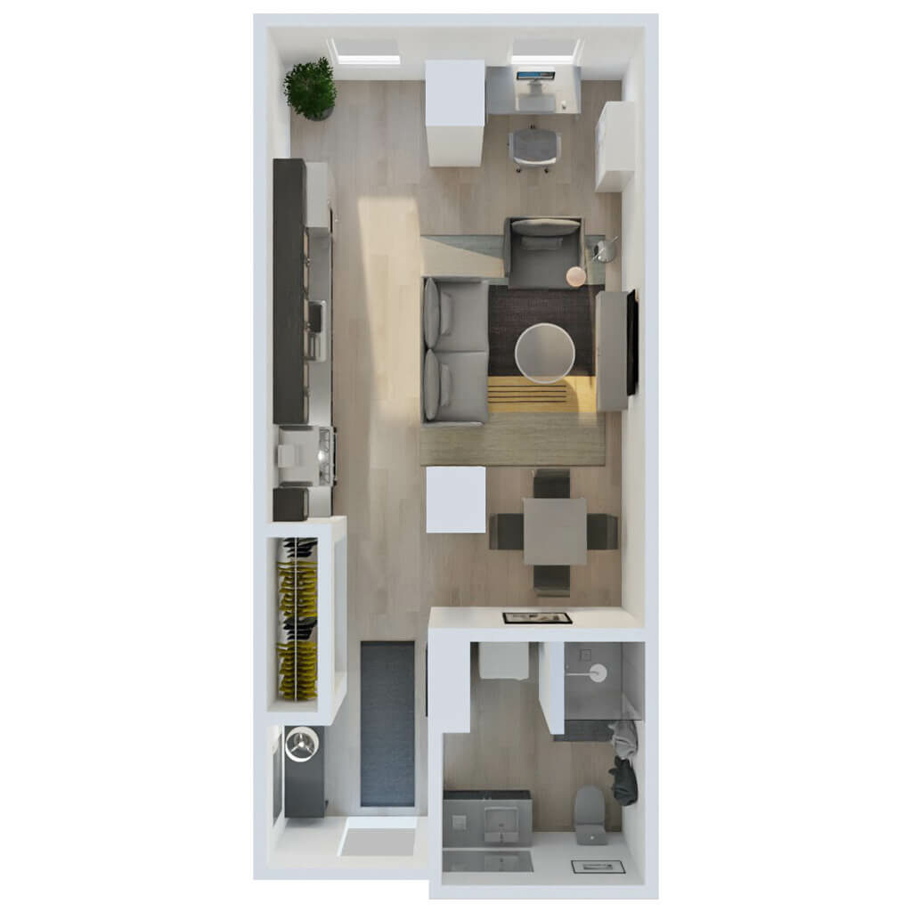 3D Floor Plan | Studio Style A2